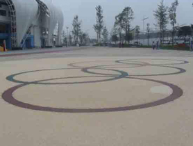 彩色天然胶粘石路面